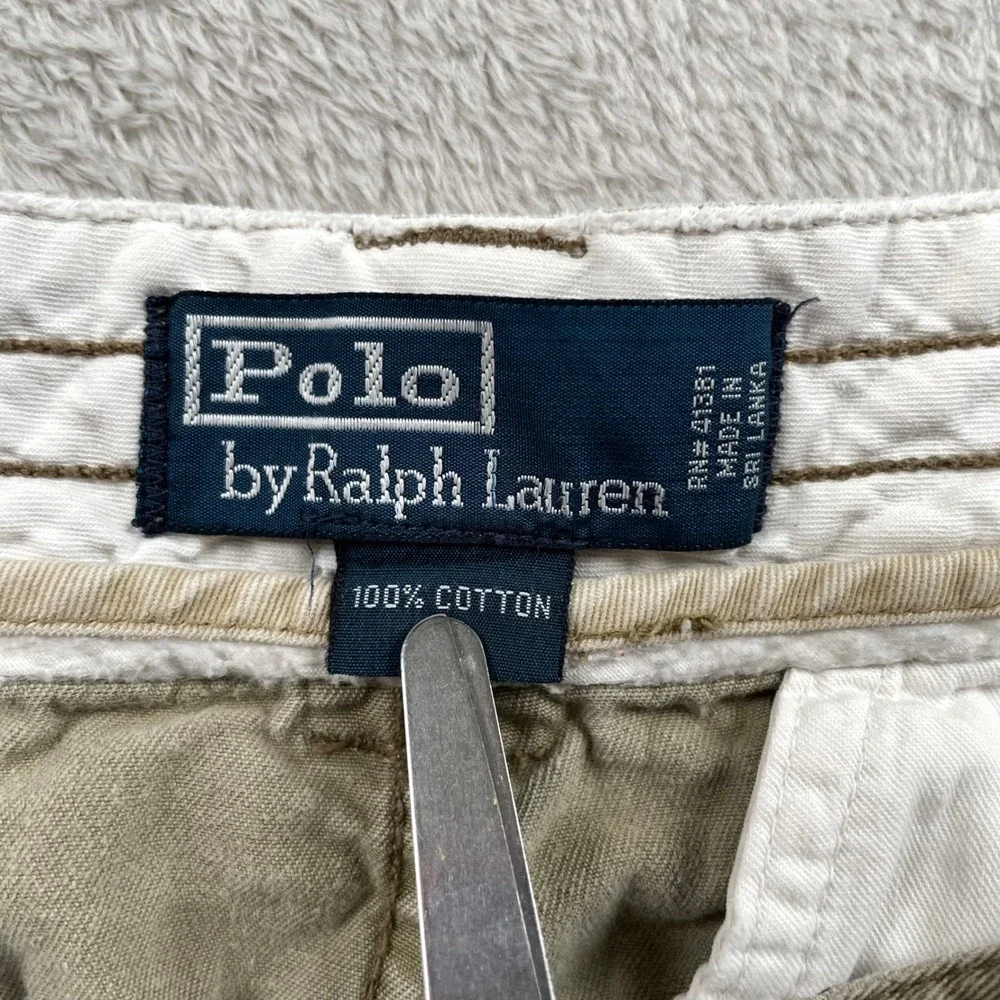 Vintage Polo Ralph Lauren Cargo Shorts Men 32 Beige Thick Cotton Flap Y2K 10